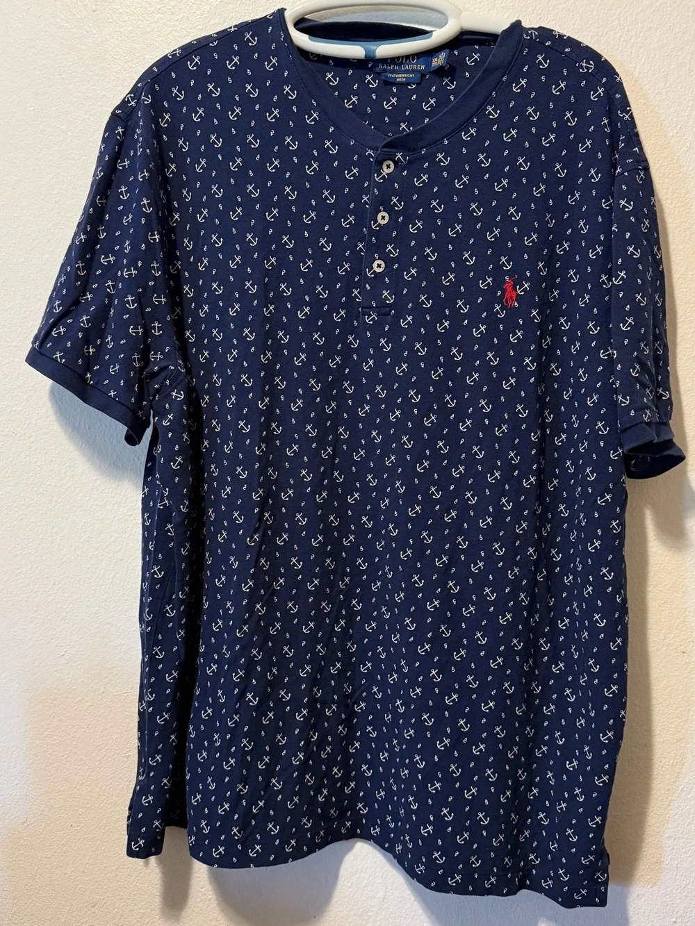 Polo by Ralph Lauren Men’s Navy Henley White Anchor Print and Red Polo‎ Pony XXL